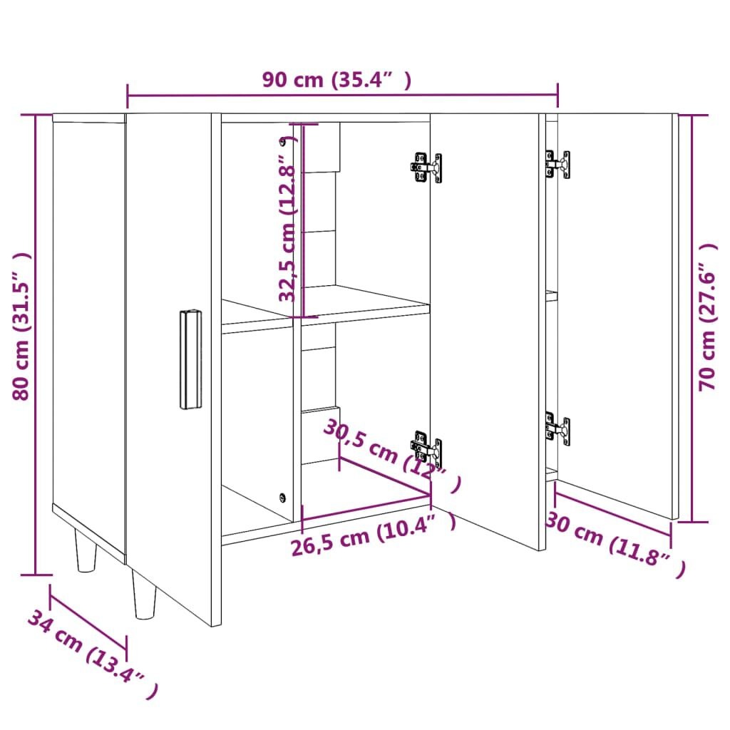 vidaXL Dressoir Wit 90cm - 35% Korting! (Lichte Verpakkingsschade)