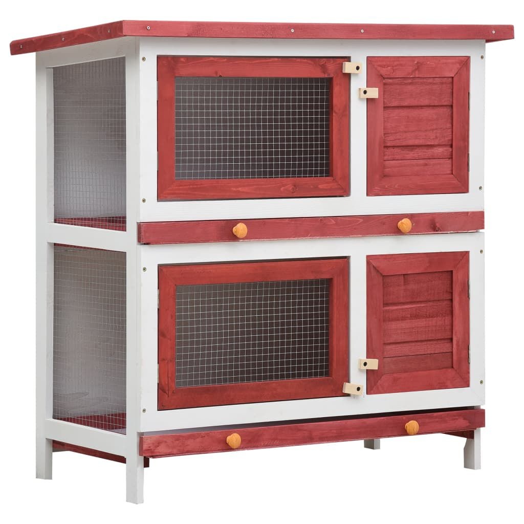 Konijnenhok Buiten - Hout Rood - 55% Korting! Beschadigd