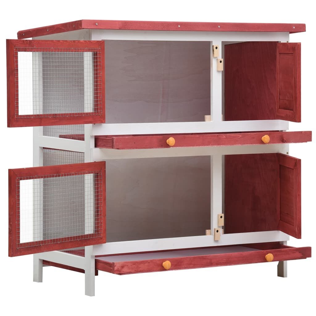 Konijnenhok Buiten - Hout Rood - 55% Korting! Beschadigd