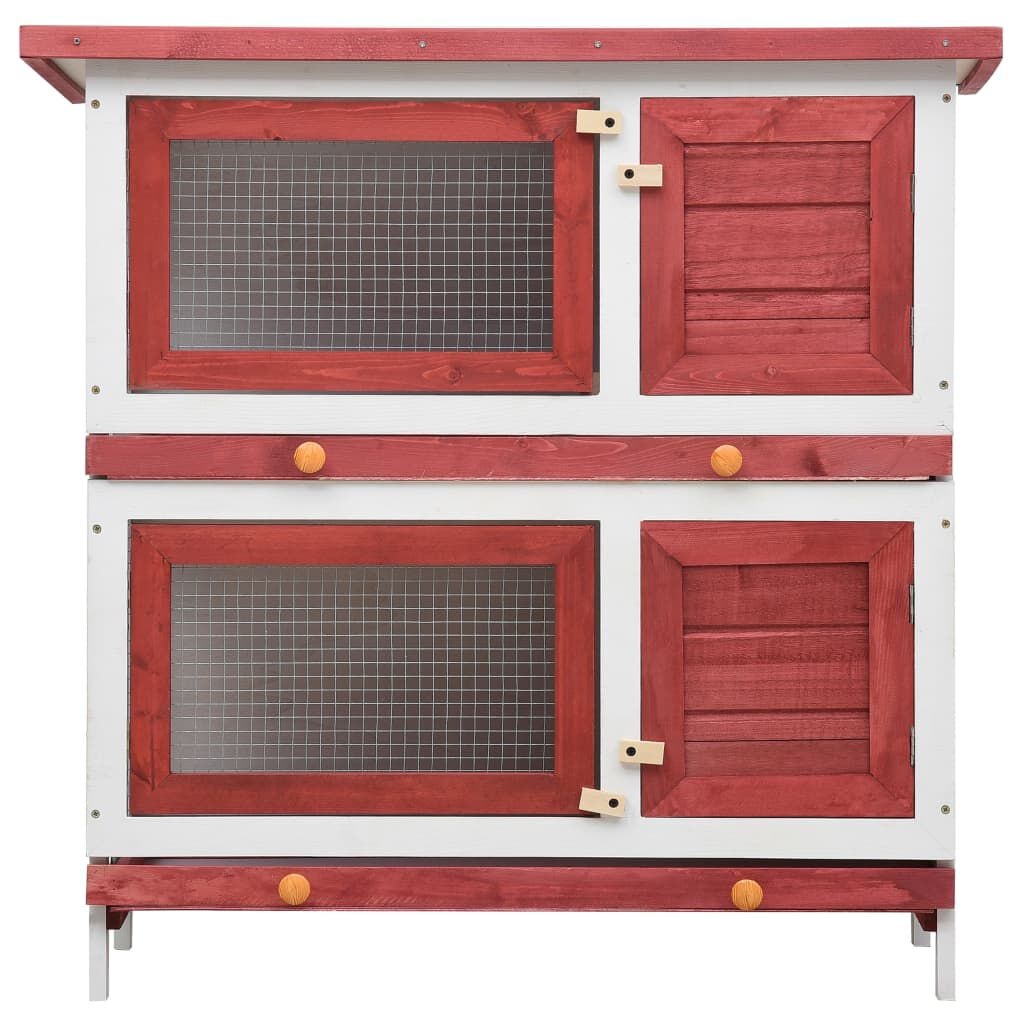 Konijnenhok Buiten - Hout Rood - 55% Korting! Beschadigd