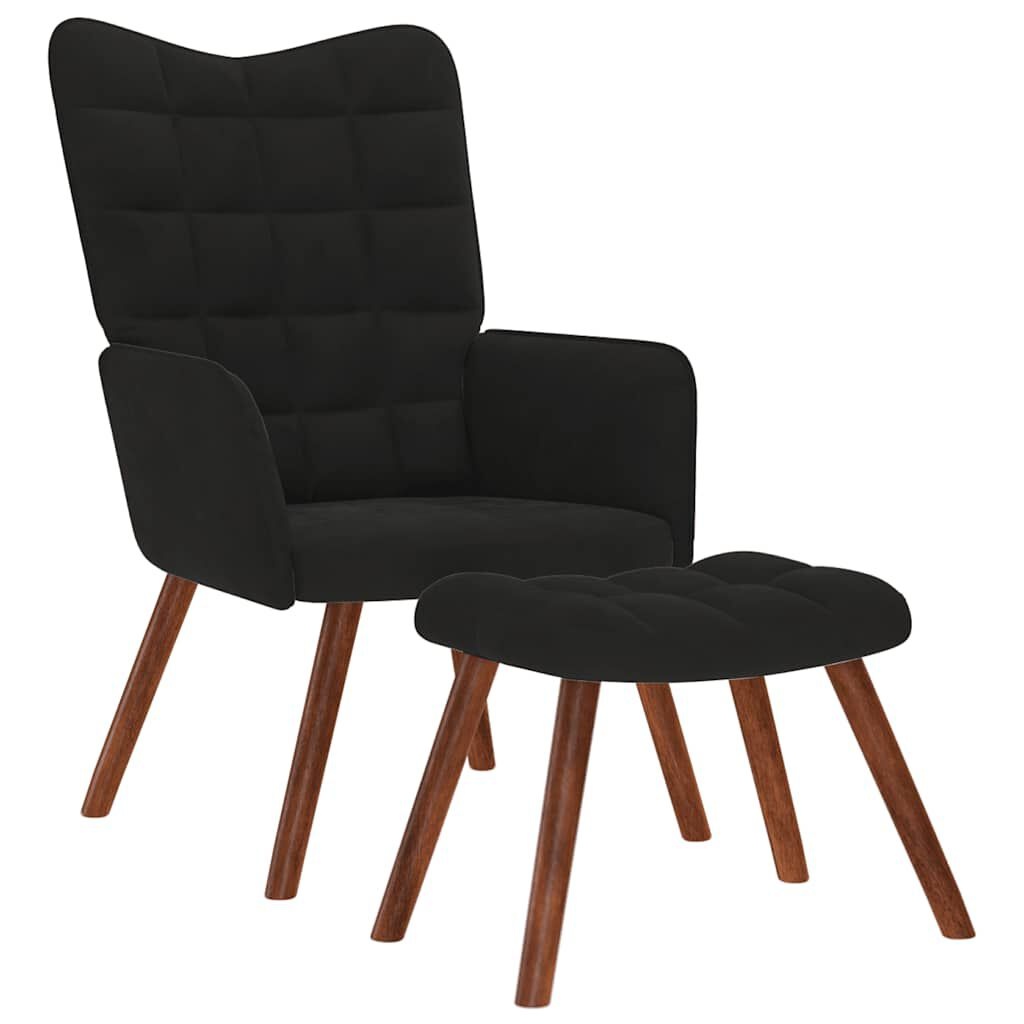Relaxstoel met Voetenbank Fluweel Zwart - 35% Korting!