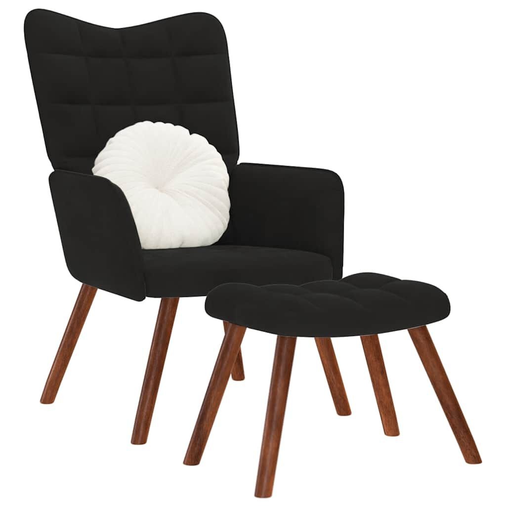 Relaxstoel met Voetenbank Fluweel Zwart - 35% Korting!