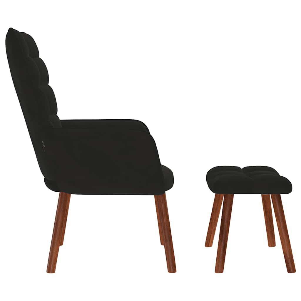 Relaxstoel met Voetenbank Fluweel Zwart - 35% Korting!