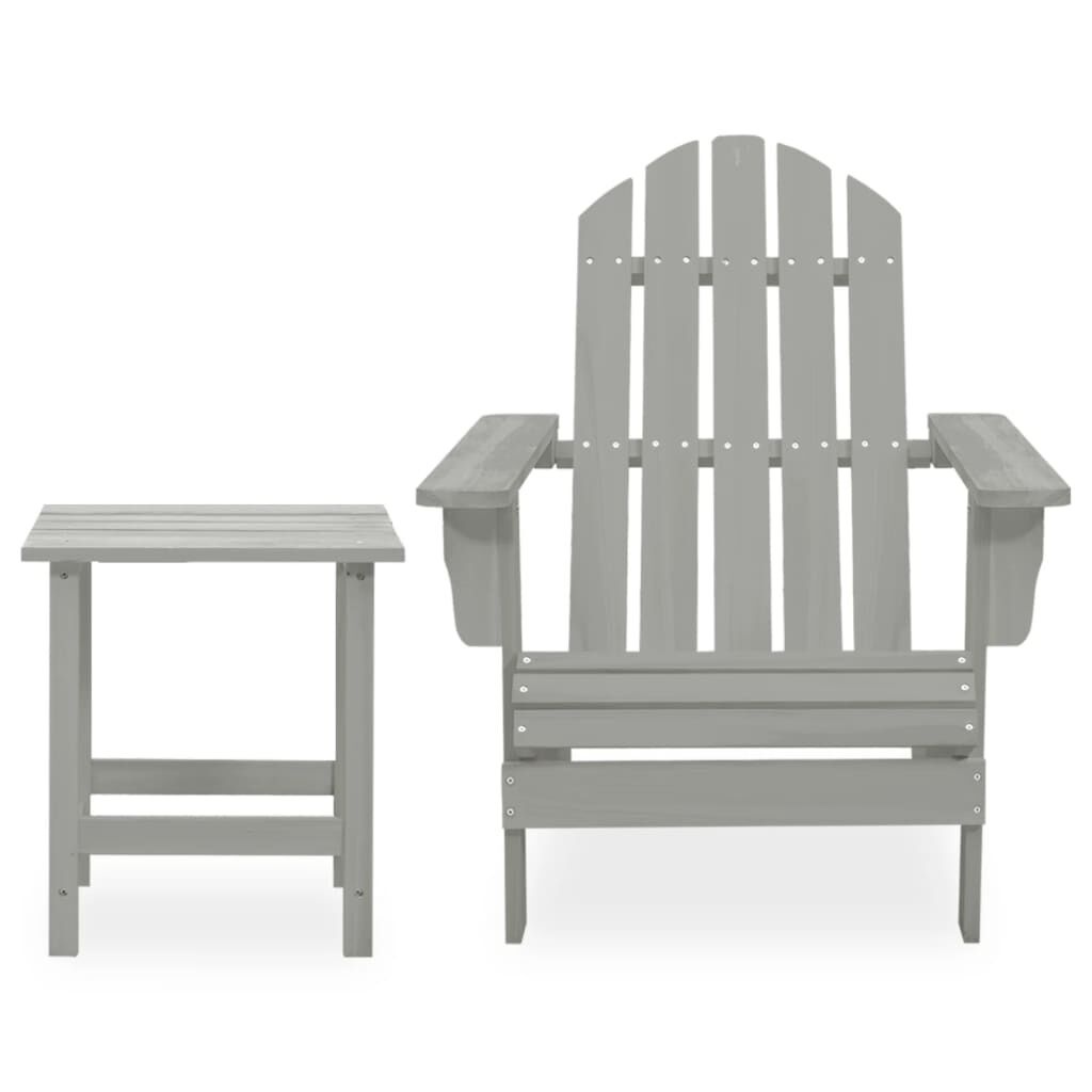 Adirondack Tuinstoel + Tafel Grijs -55% Korting! Krasjes