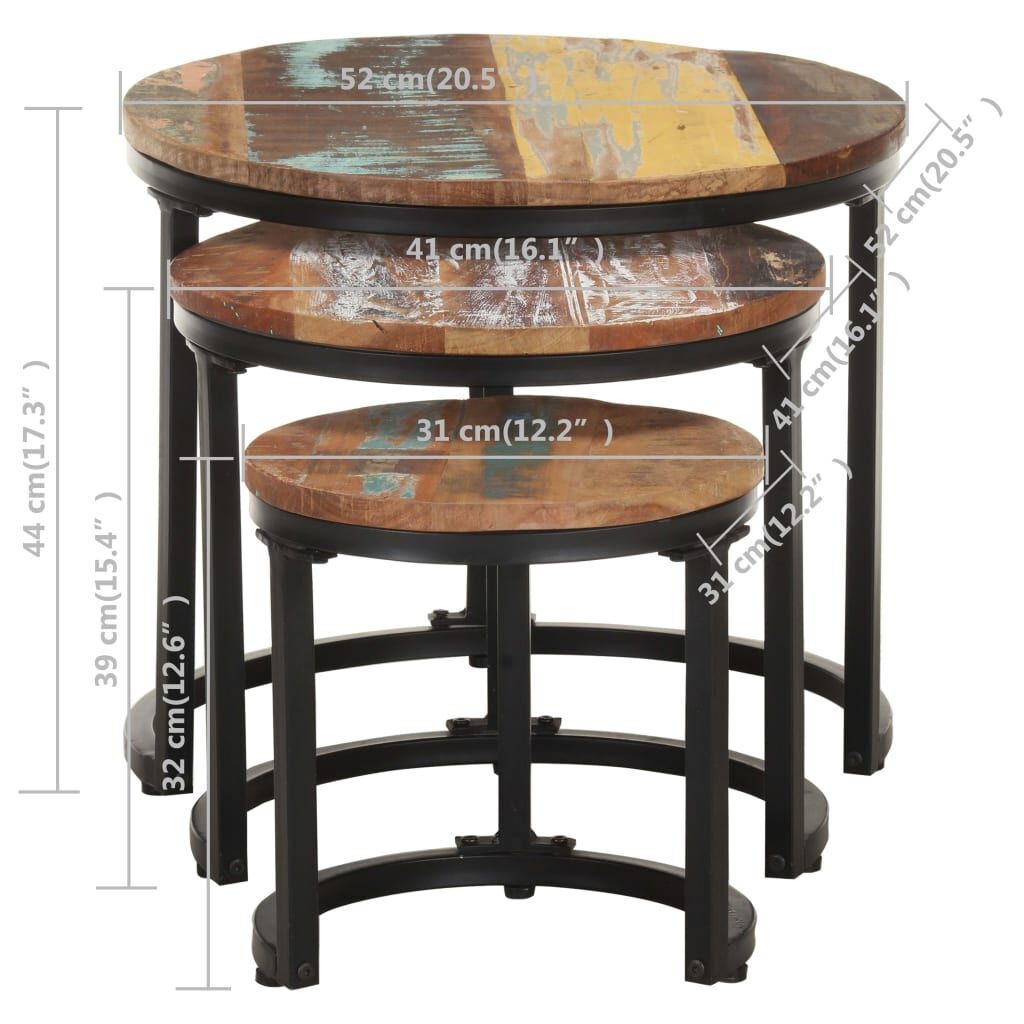 vidaXL Bijzettafels (3) Recycled Hout -35%