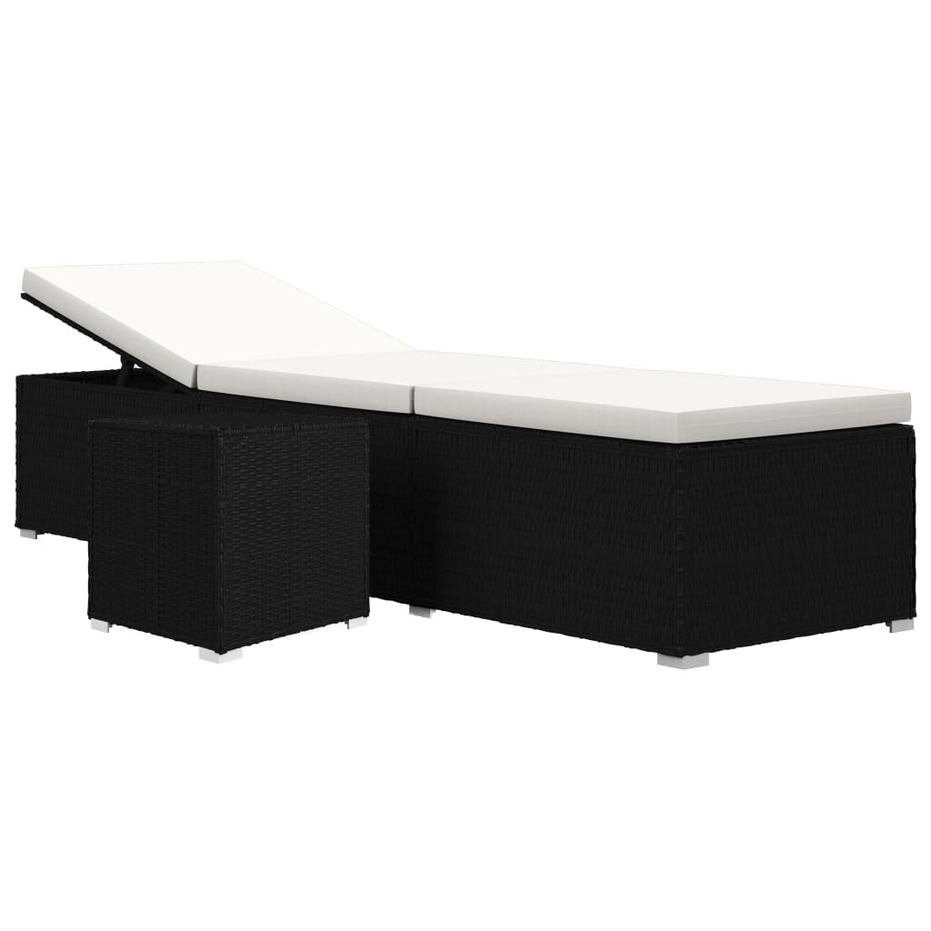 Ligbed + Tafel Crèmewit Rattan -35%! Zwembad/Balkon