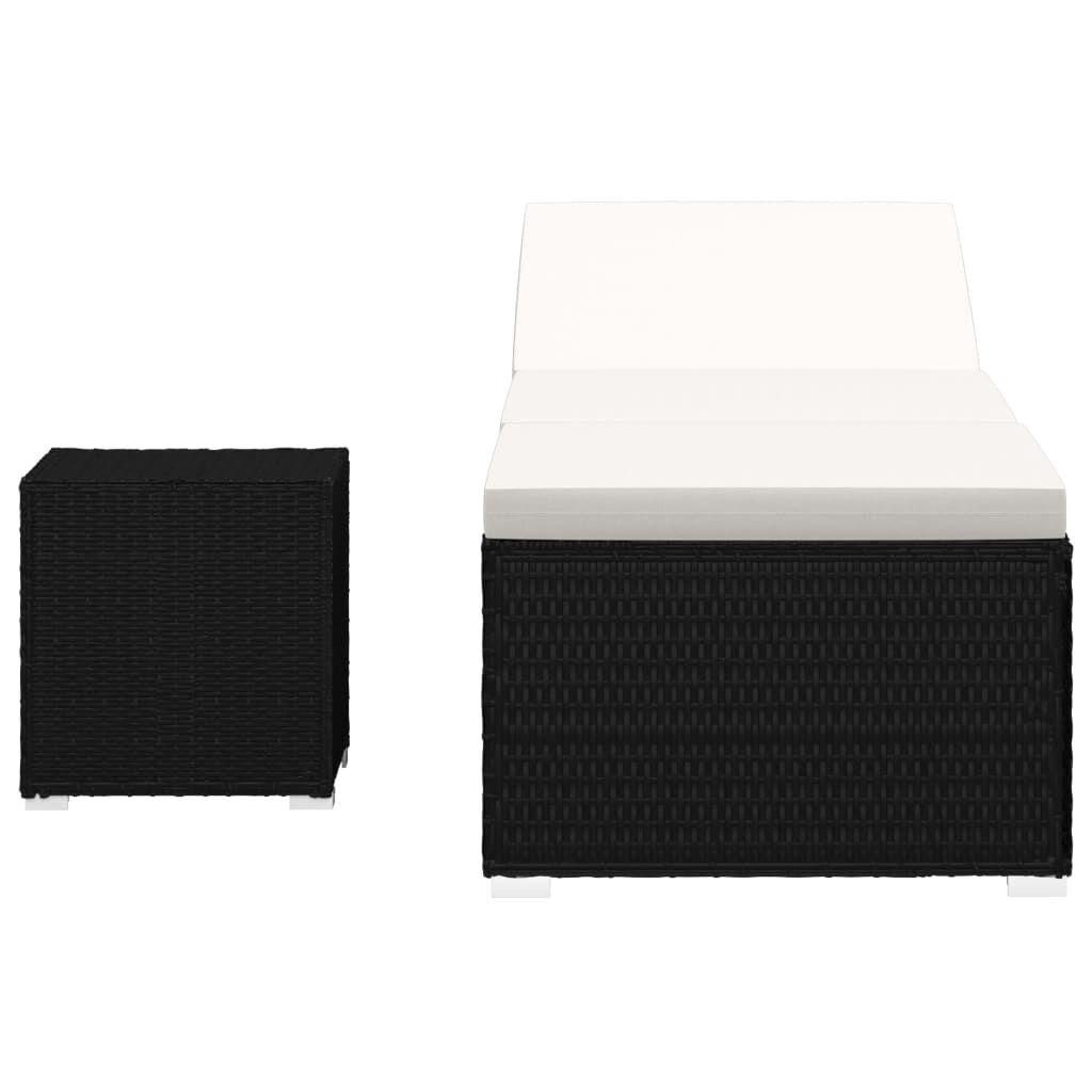 Ligbed + Tafel Crèmewit Rattan -35%! Zwembad/Balkon