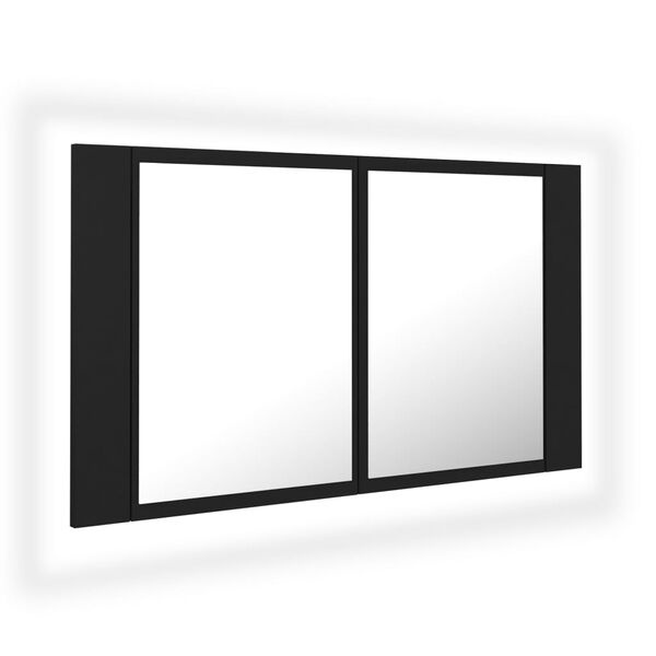 vidaXL Badkamerkast Spiegel+LED Zwart - 60% Korting!