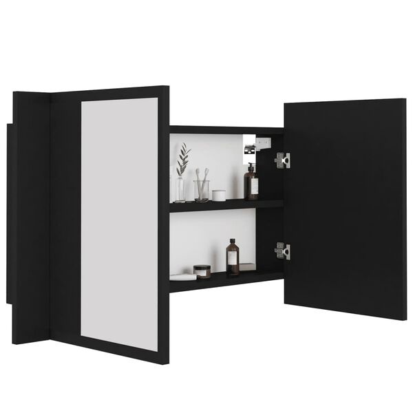 vidaXL Badkamerkast Spiegel+LED Zwart - 60% Korting!