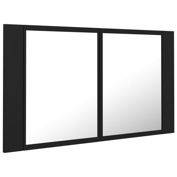 vidaXL Badkamerkast Spiegel+LED Zwart - 60% Korting!