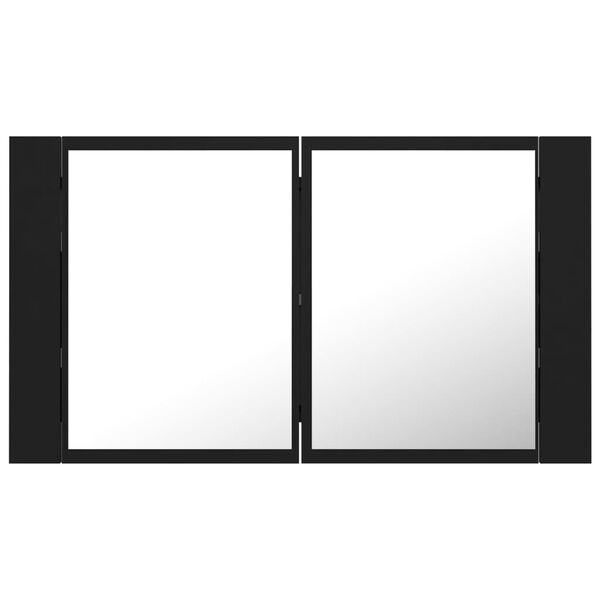 vidaXL Badkamerkast Spiegel+LED Zwart - 60% Korting!