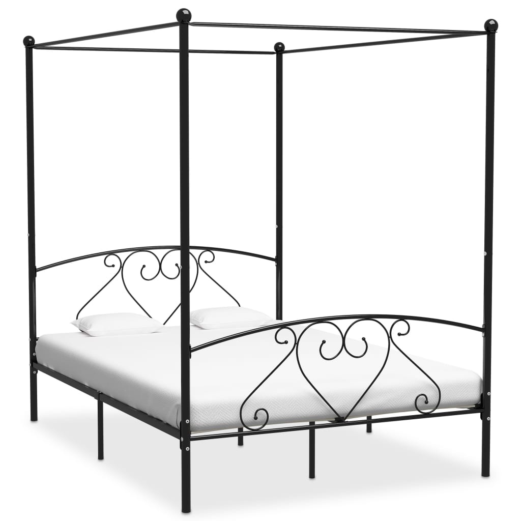 Hemelbedframe 140x200 cm Zwart Metaal - Retourdeal 35% Korting!