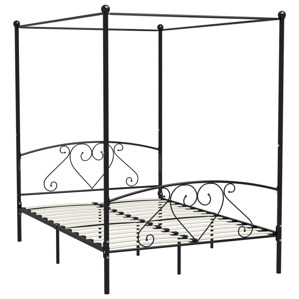 Hemelbedframe 140x200 cm Zwart Metaal - Retourdeal 35% Korting!