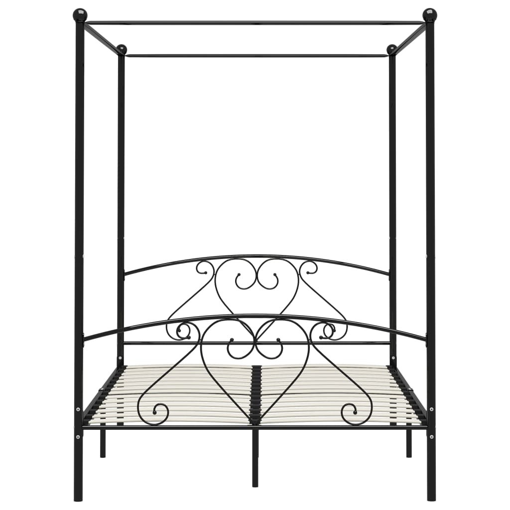 Hemelbedframe 140x200 cm Zwart Metaal - Retourdeal 35% Korting!