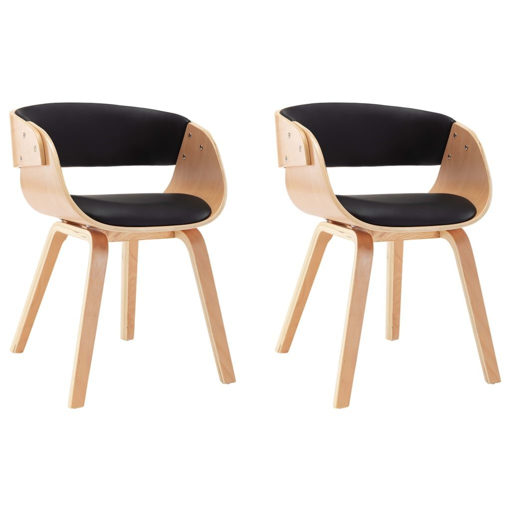 vidaXL Eetkamerstoelen (2 st.) - Gebogen Hout & Kunstleer - 35% Korting!