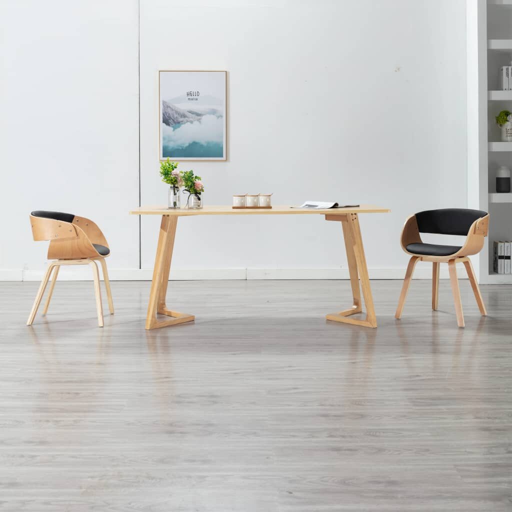 vidaXL Eetkamerstoelen (2 st.) - Gebogen Hout & Kunstleer - 35% Korting!