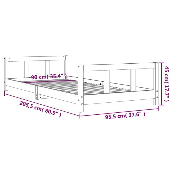 Kinderbedframe 90x200 Grenen - Krasje, 35% Korting!