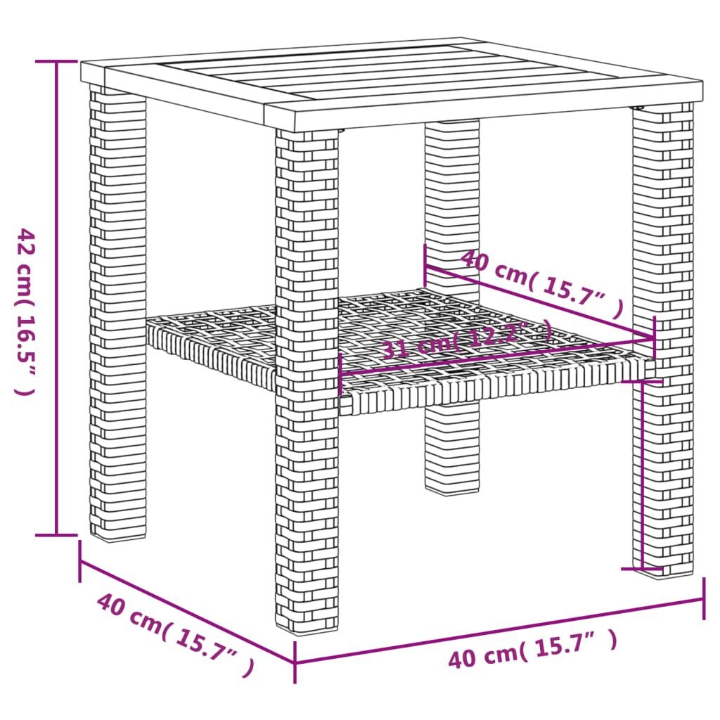 vidaXL Tuintafel Zwart 40x40cm - 35% Korting!