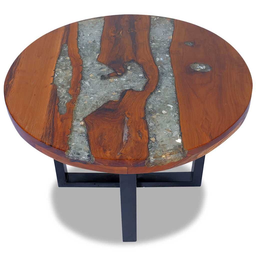 vidaXL Salontafel Teakhout/Hars 60cm -35% Korting!