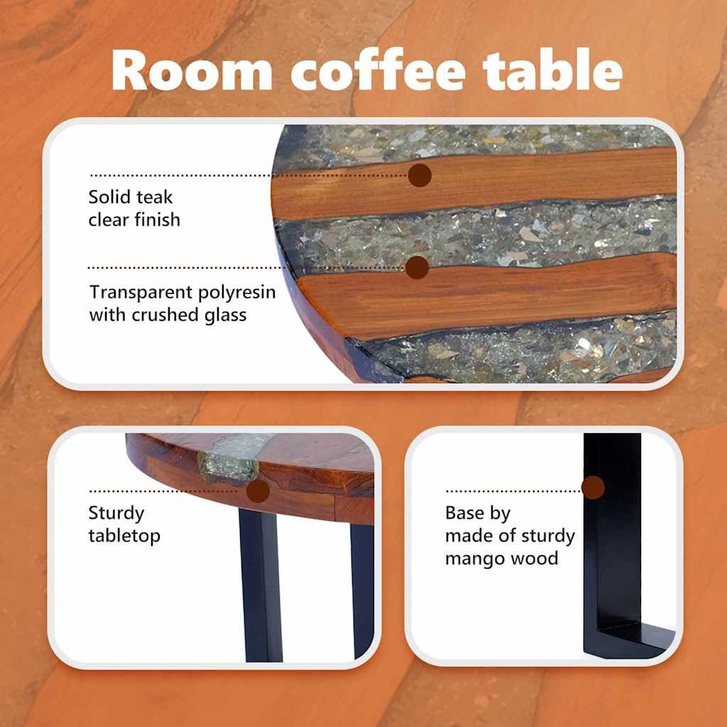 vidaXL Salontafel Teakhout/Hars 60cm -35% Korting!
