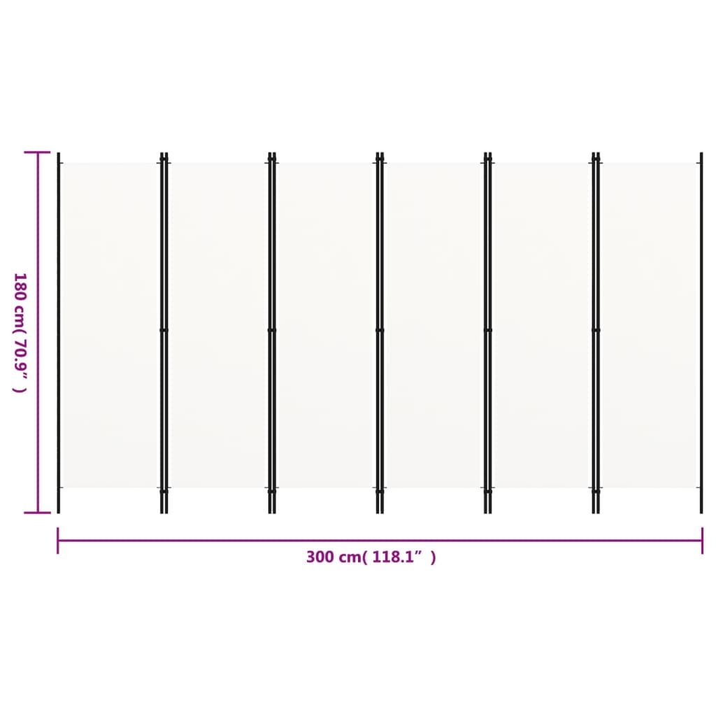 VidaXL Kamerscherm 6 Panelen Wit 300x180cm - 35% Korting!
