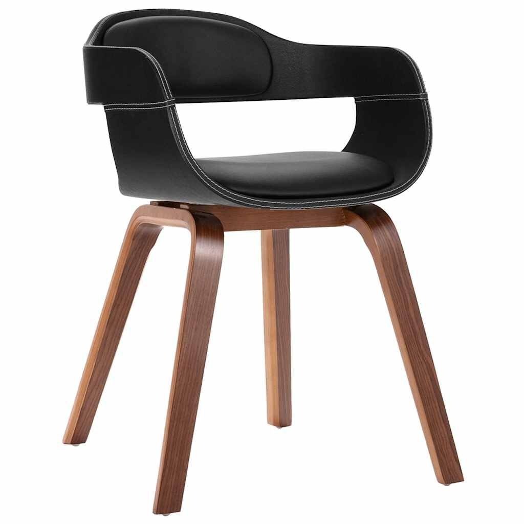 VidaXL Eetkamerstoel Zwart - Gebogen Hout & Kunstleer - 65% Korting!