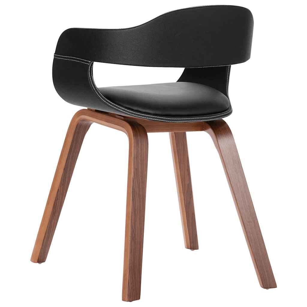 VidaXL Eetkamerstoel Zwart - Gebogen Hout & Kunstleer - 65% Korting!