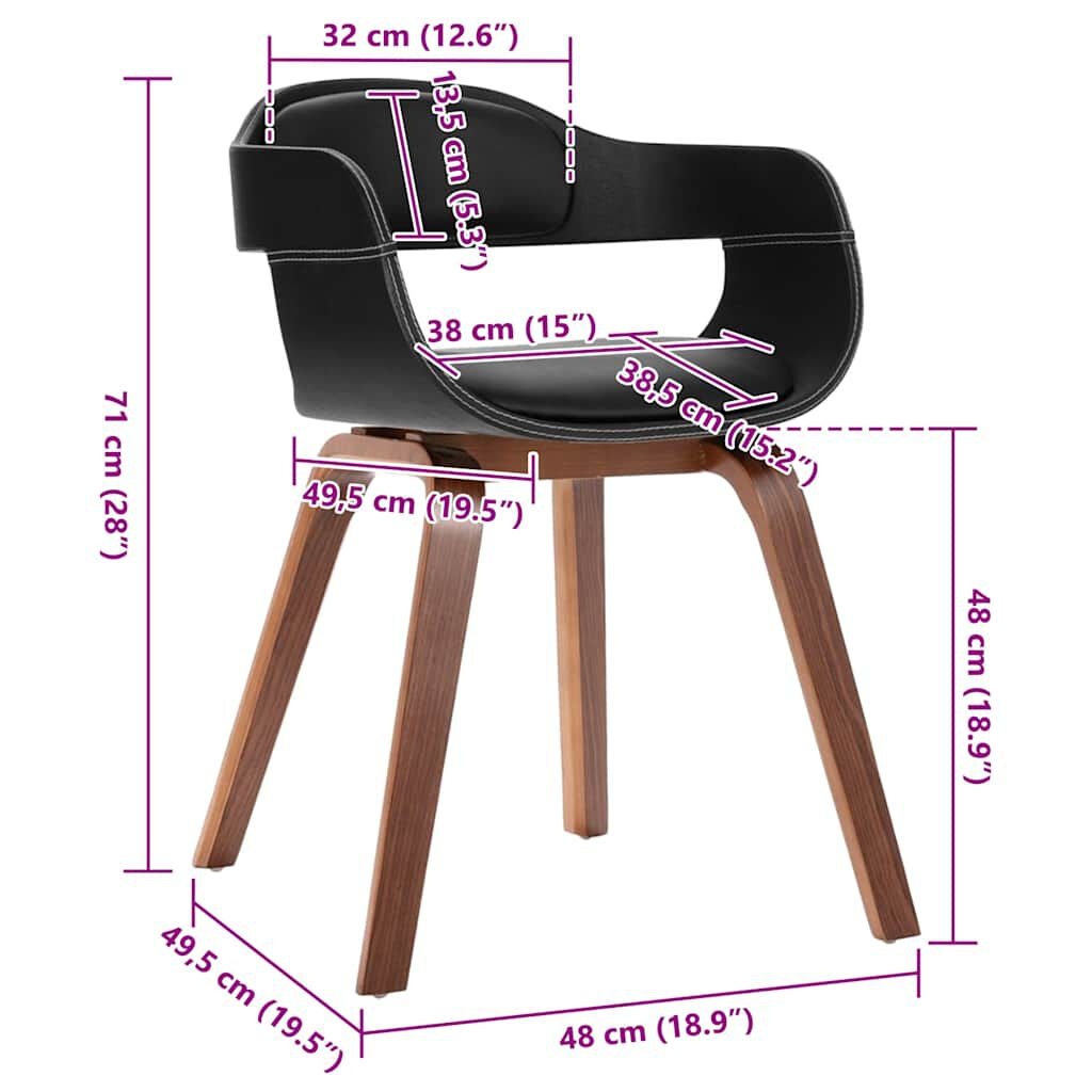 VidaXL Eetkamerstoel Zwart - Gebogen Hout & Kunstleer - 65% Korting!