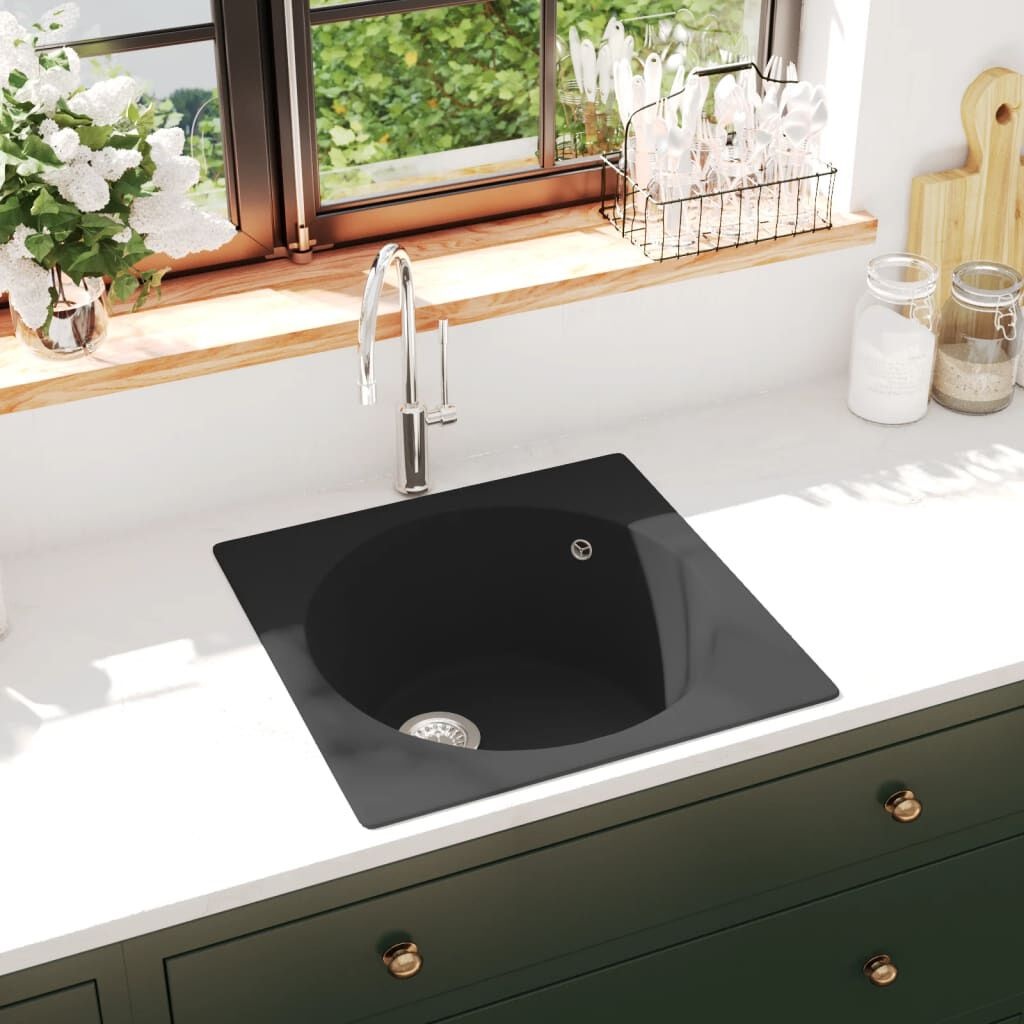 vidaXL Granieten Gootsteen Zwart - Beschadigd - 50% Korting!