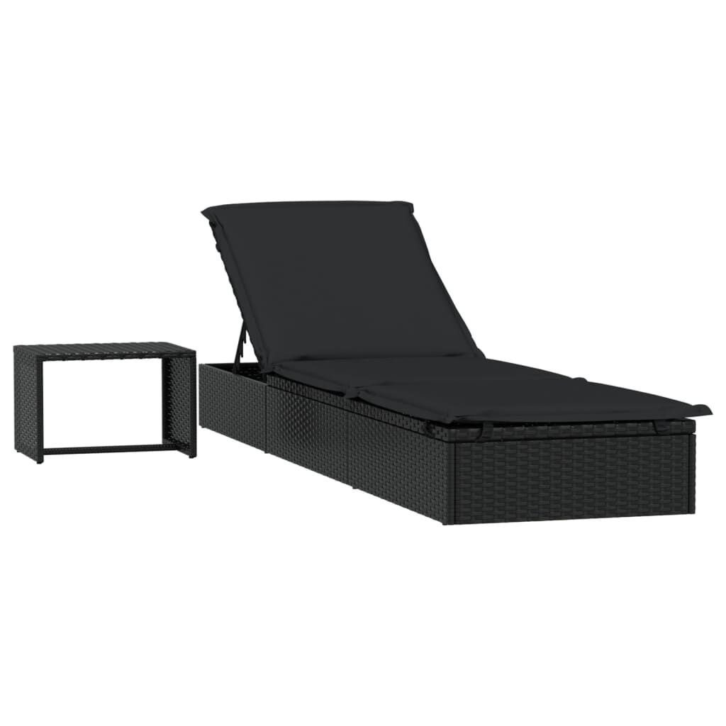 vidaXL Ligbed met Tafel Zwart - 35% Korting! Topdeal!