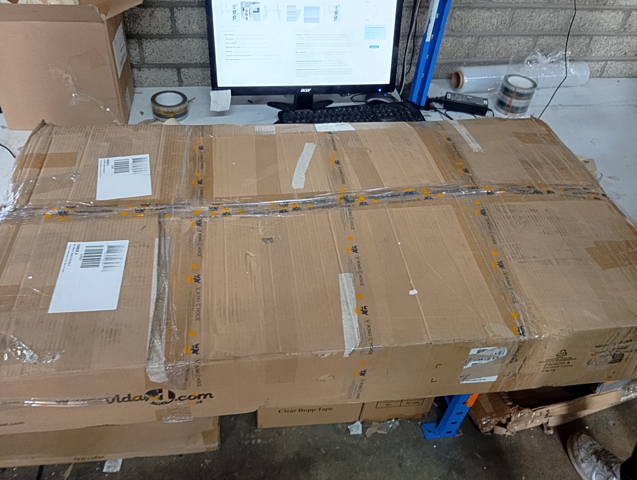 VidaXL Bartafel Wit Hoogglans m. Wijnrek -60%