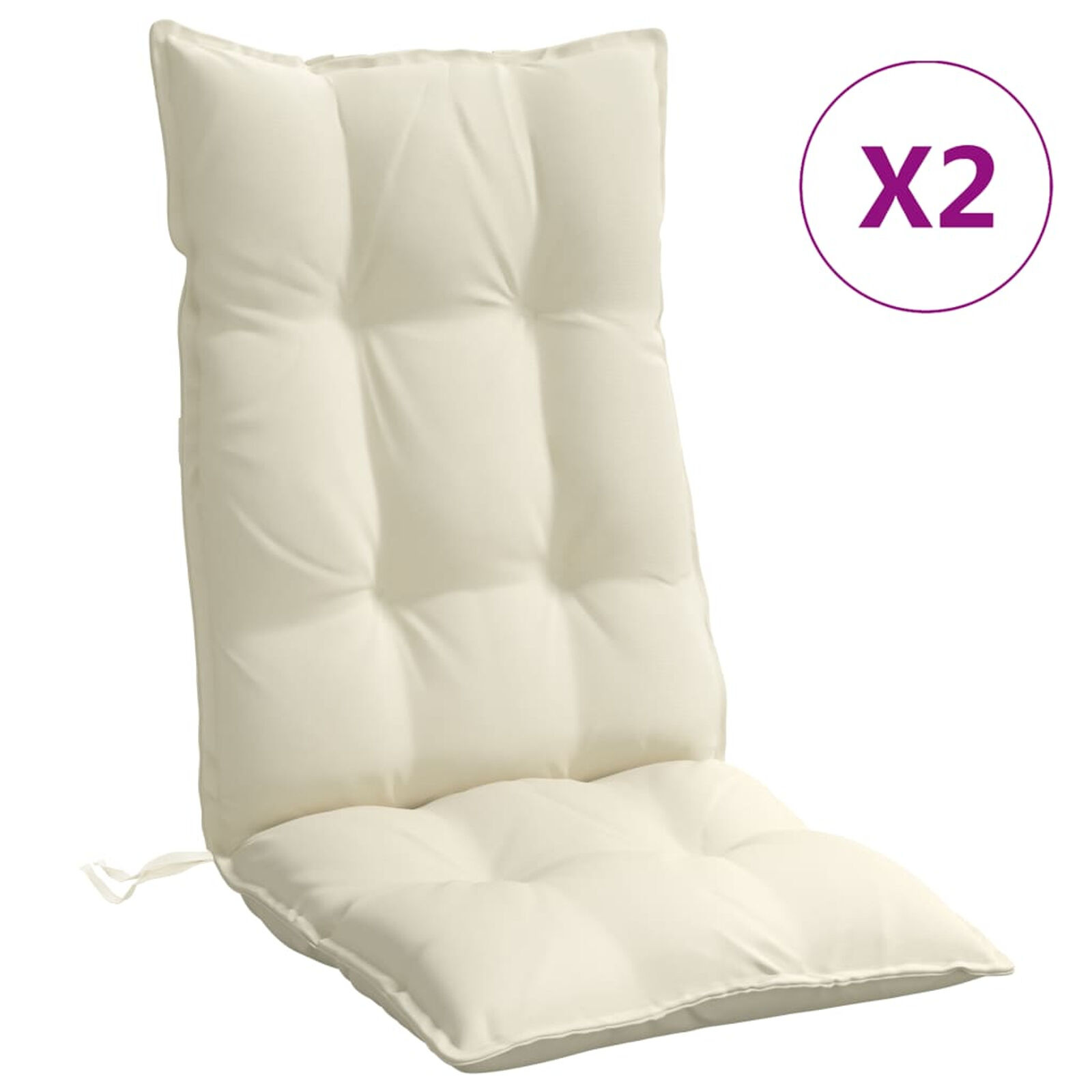 Stoelkussens Hoge Rug Crème - 2 Stuks - 35% Korting!