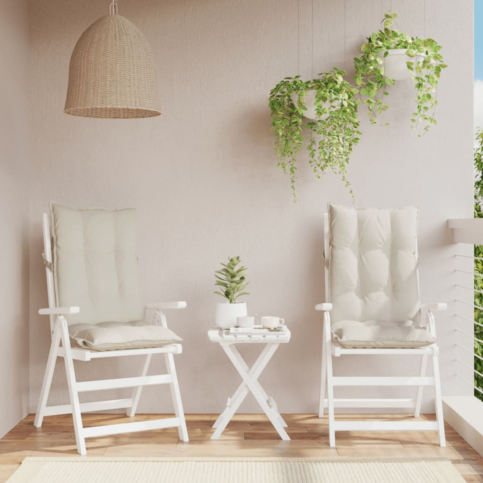 Stoelkussens Hoge Rug Crème - 2 Stuks - 35% Korting!