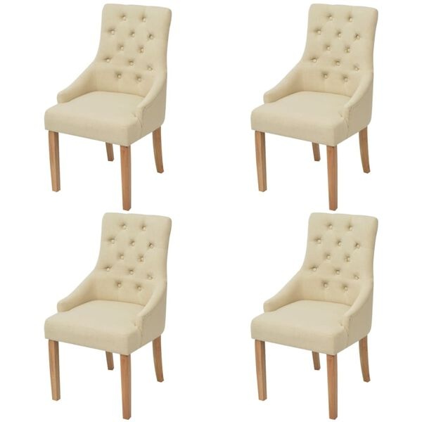 VidaXL Eetkamerstoelen Crème (4 st) - Beschadigd - 50% Korting!
