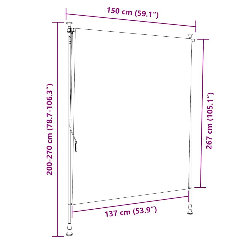 vidaXL Rolgordijn Buiten 150x270 Crème - 35% Korting!
