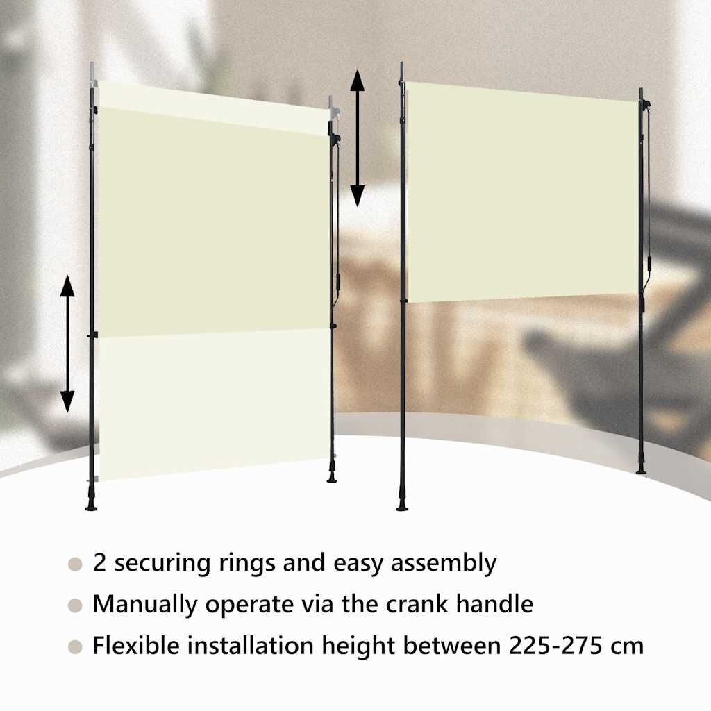 vidaXL Rolgordijn Buiten 150x270 Crème - 35% Korting!