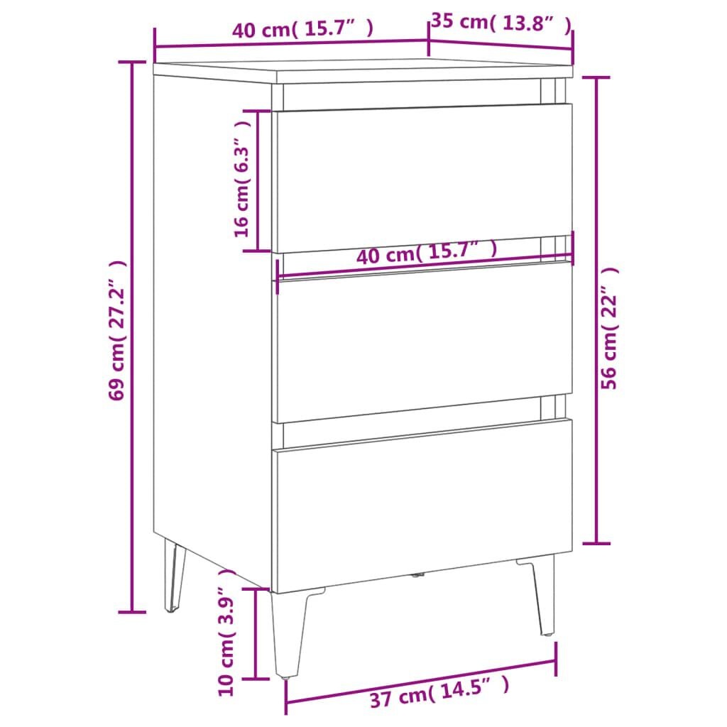 vidaXL Nachtkastje Wit - 40x35x69 cm - 35% Korting!