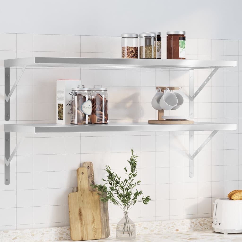 vidaXL Wandschappen 2x RVS 100cm -35%! Zo Goed Als Nieuw