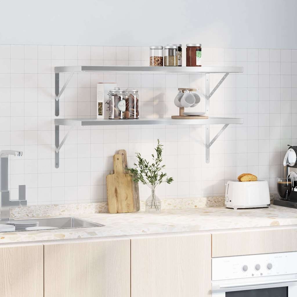 vidaXL Wandschappen 2x RVS 100cm -35%! Zo Goed Als Nieuw