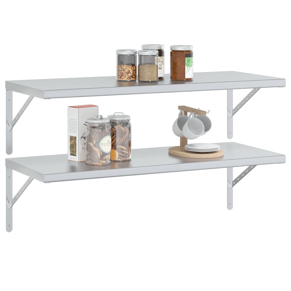 vidaXL Wandschappen 2x RVS 100cm -35%! Zo Goed Als Nieuw