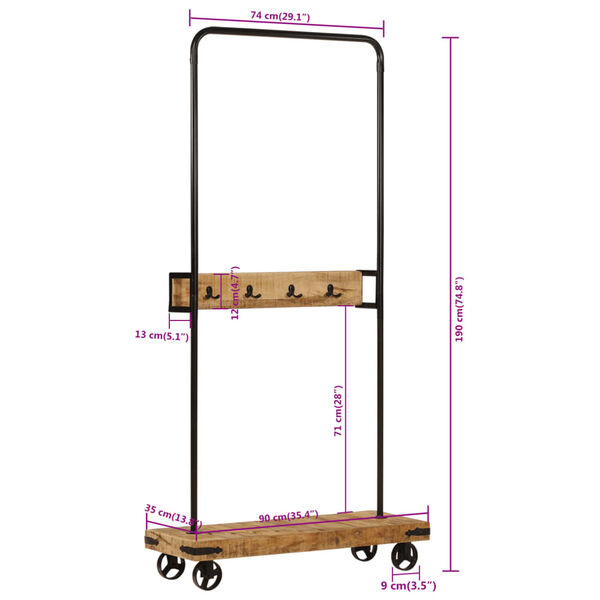 Kledingrek Massief Mangohout & IJzer 90cm - 35% Korting!