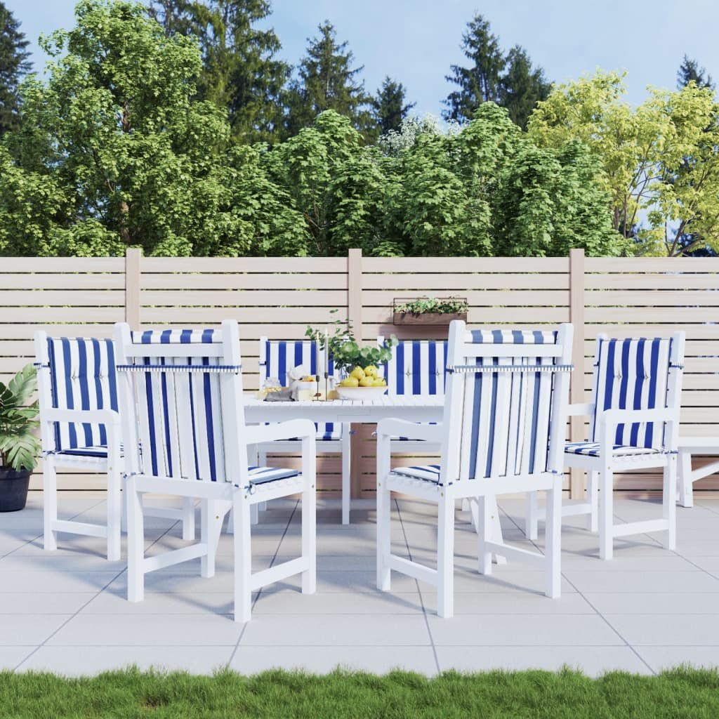 VidaXL Stoelkussens (6x) Lage Rug Wit/Blauw - 47% Korting!