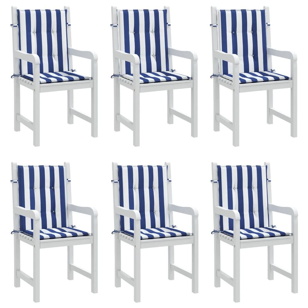 VidaXL Stoelkussens (6x) Lage Rug Wit/Blauw - 47% Korting!