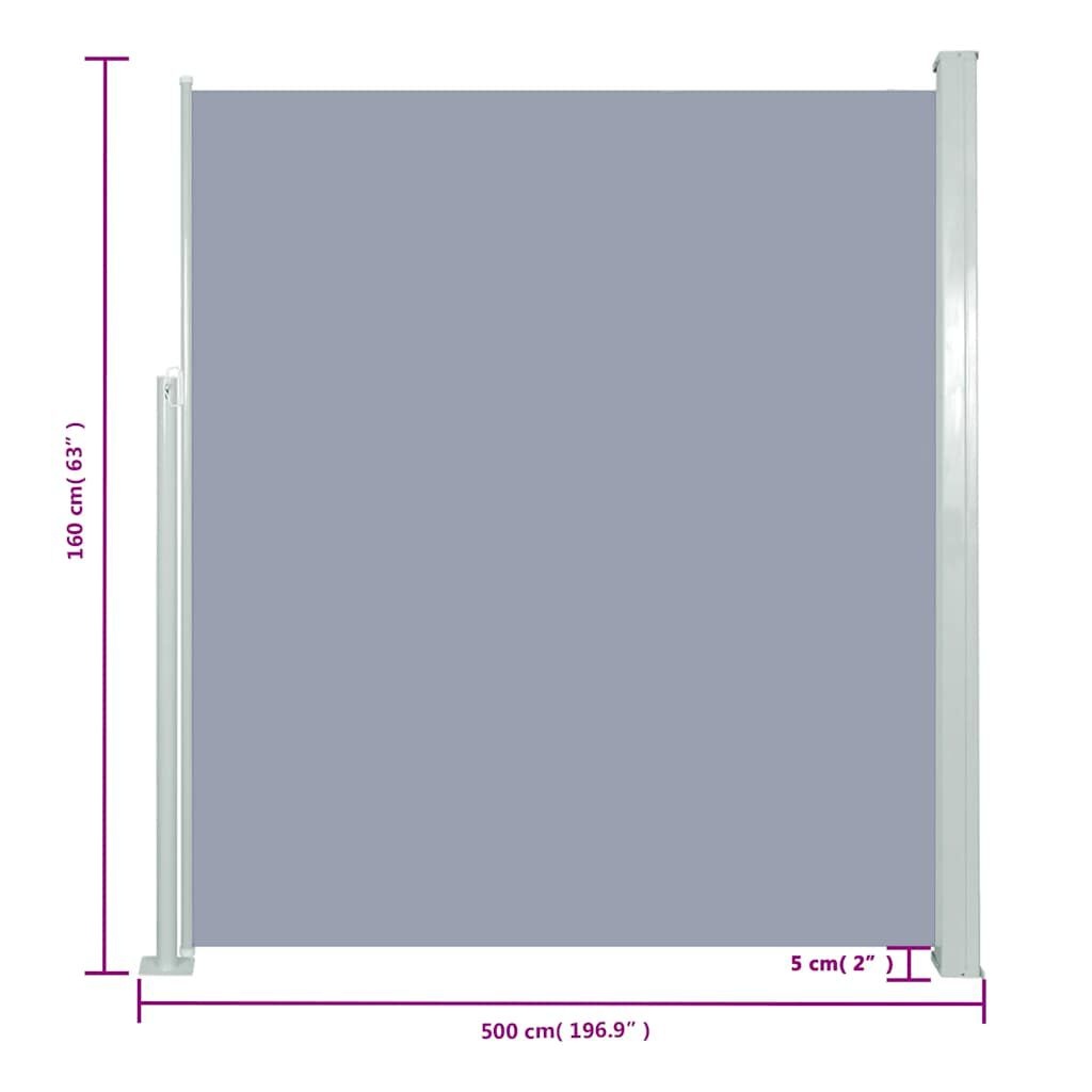 vidaXL Uittrekbaar Windscherm 160x500cm Grijs - 41% Korting!