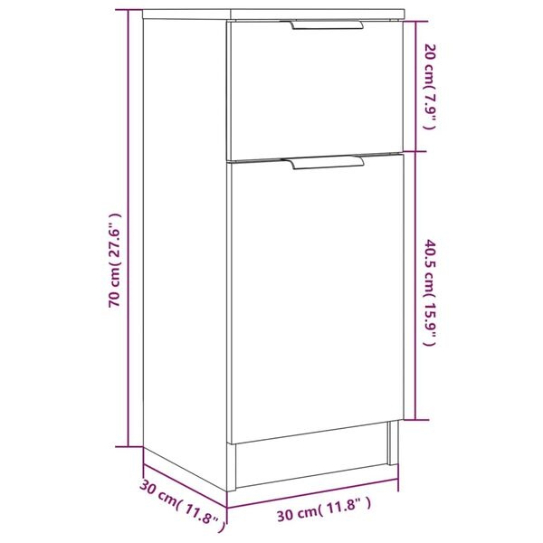 vidaXL Dressoir Wit 30x30x70cm - 35% Korting!