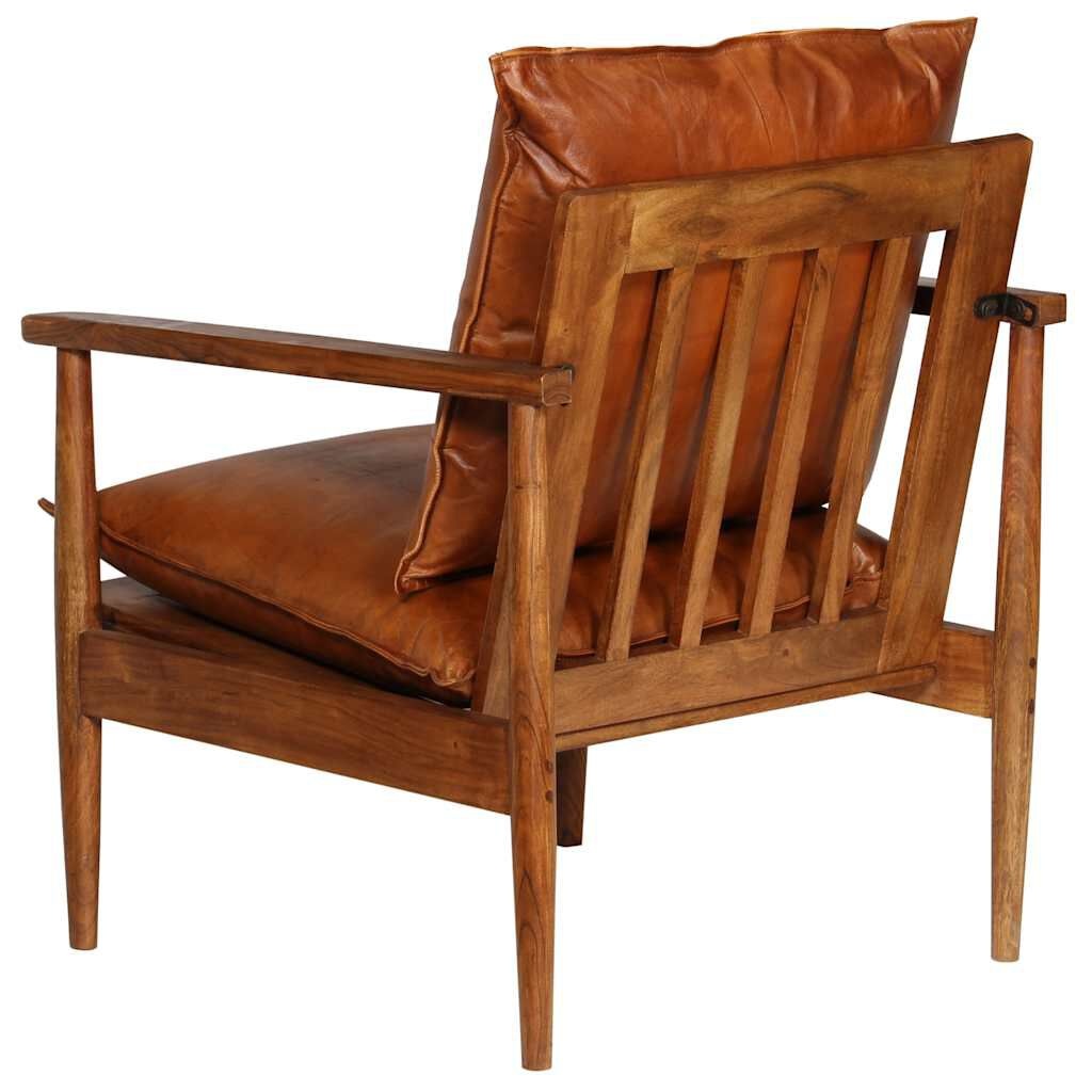 Lederen Fauteuil Acaciahout Bruin -35% Korting!