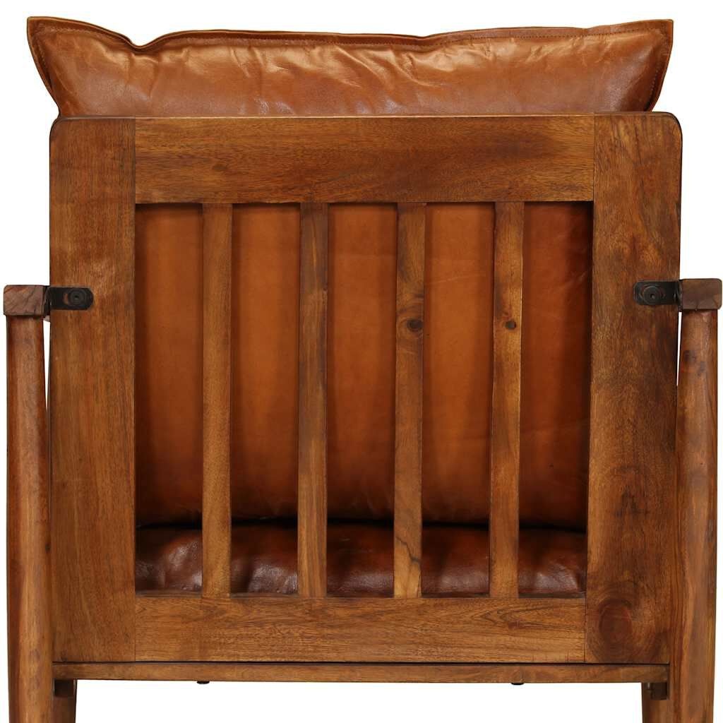 Lederen Fauteuil Acaciahout Bruin -35% Korting!