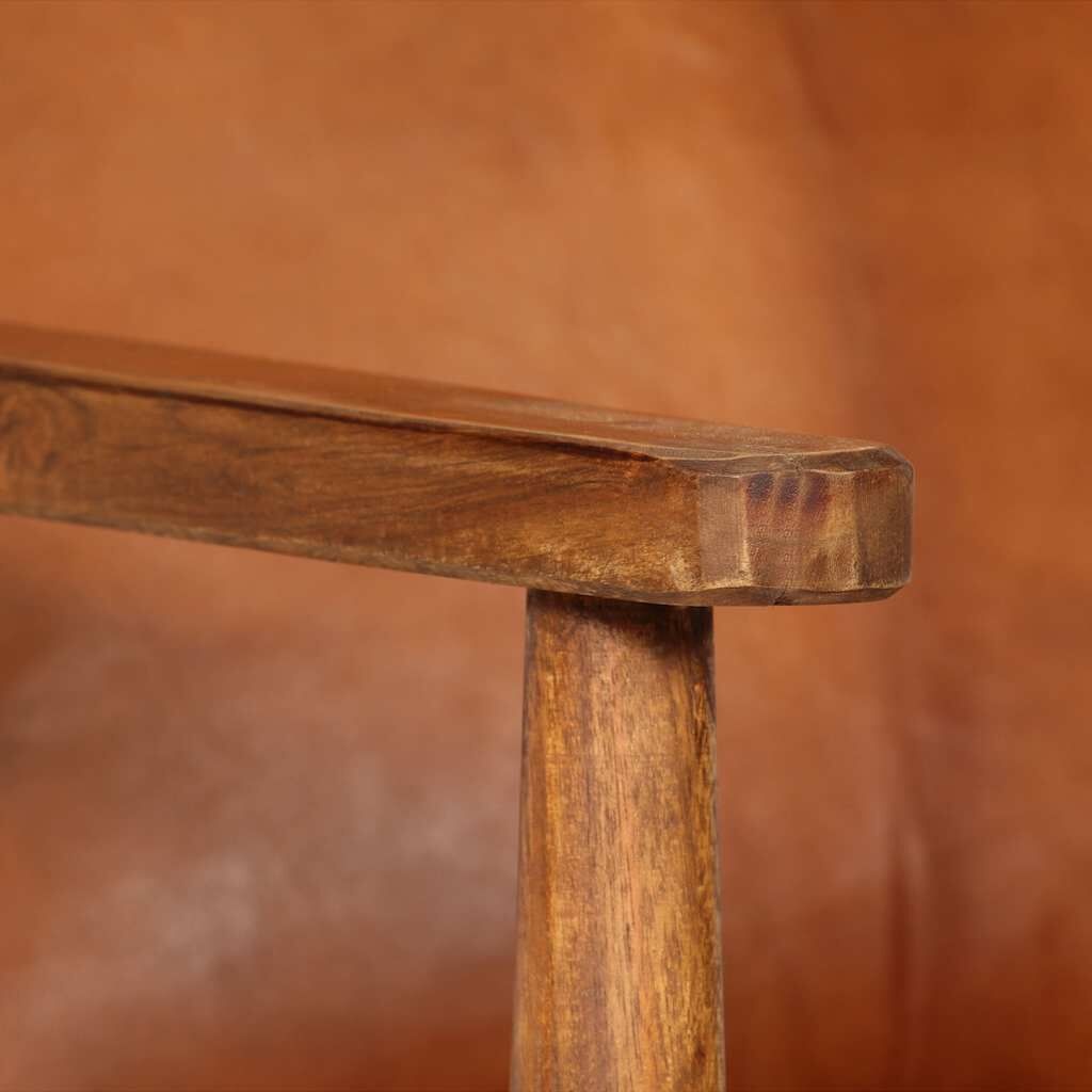 Lederen Fauteuil Acaciahout Bruin -35% Korting!