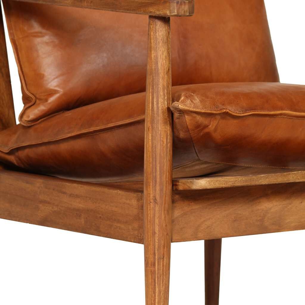 Lederen Fauteuil Acaciahout Bruin -35% Korting!
