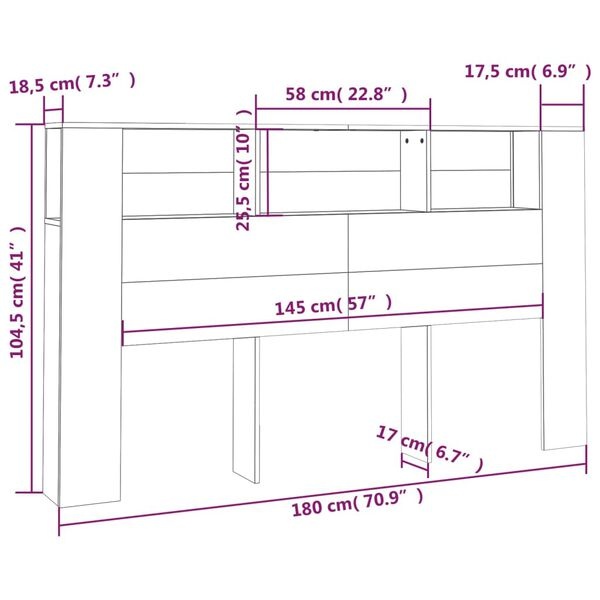 Hoofdbordkast Bruin Eiken 180cm - 60% Korting!